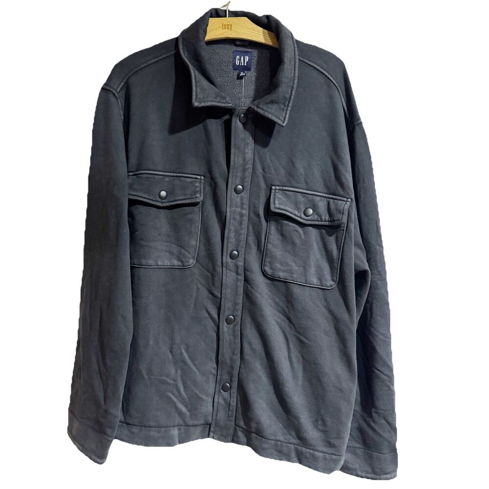 GAP Men XL Heavyweight Fleece Shirt Jacket Gray